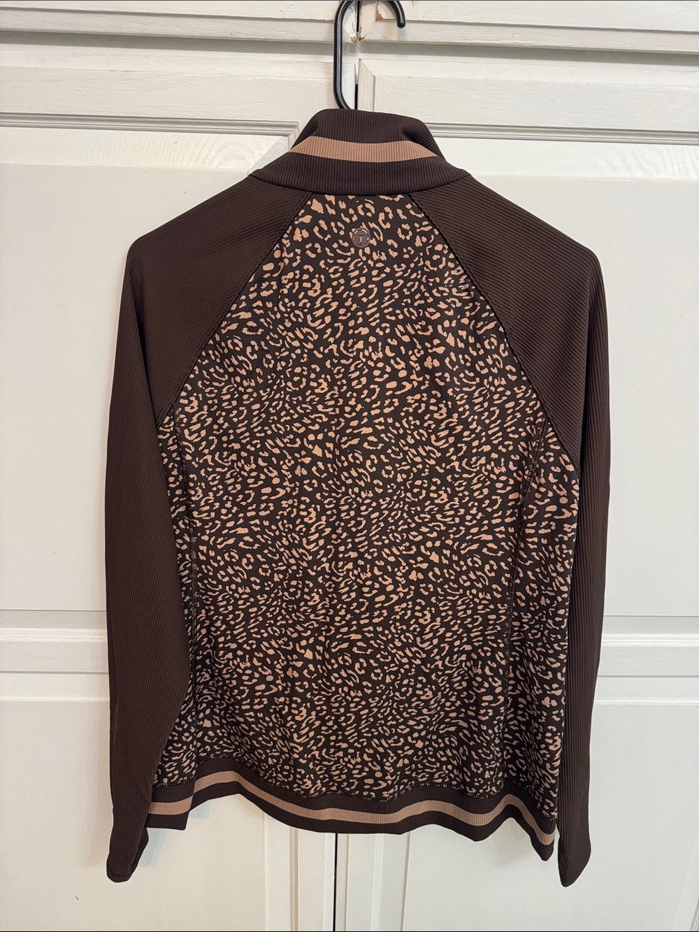 Talbots Brown & Tan Leopard-Print Half-Zip Utility Jacket Athleisure size L - Picture 6 of 7